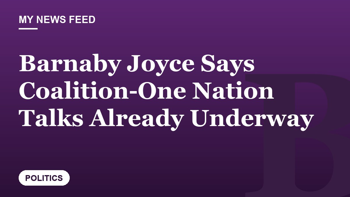 Barnaby Joyce Says Coalition-One Nation Talks Already Underway