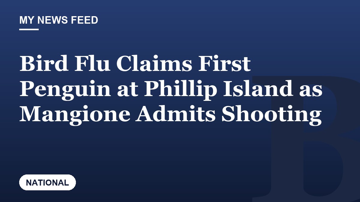 Bird Flu Claims First Penguin at Phillip Island as Mangione Admits Shooting