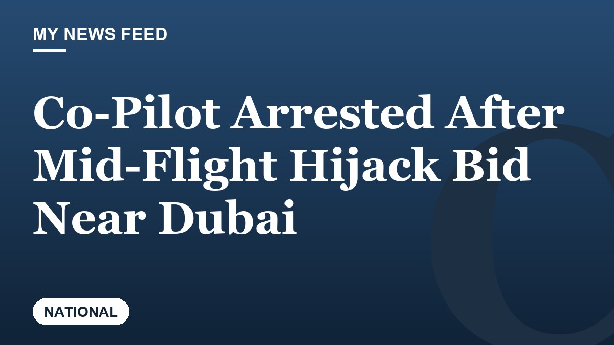 Co-Pilot Arrested After Mid-Flight Hijack Bid Near Dubai