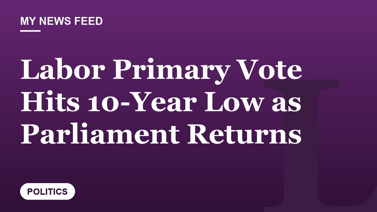 Labor Primary Vote Hits 10-Year Low as Parliament Returns