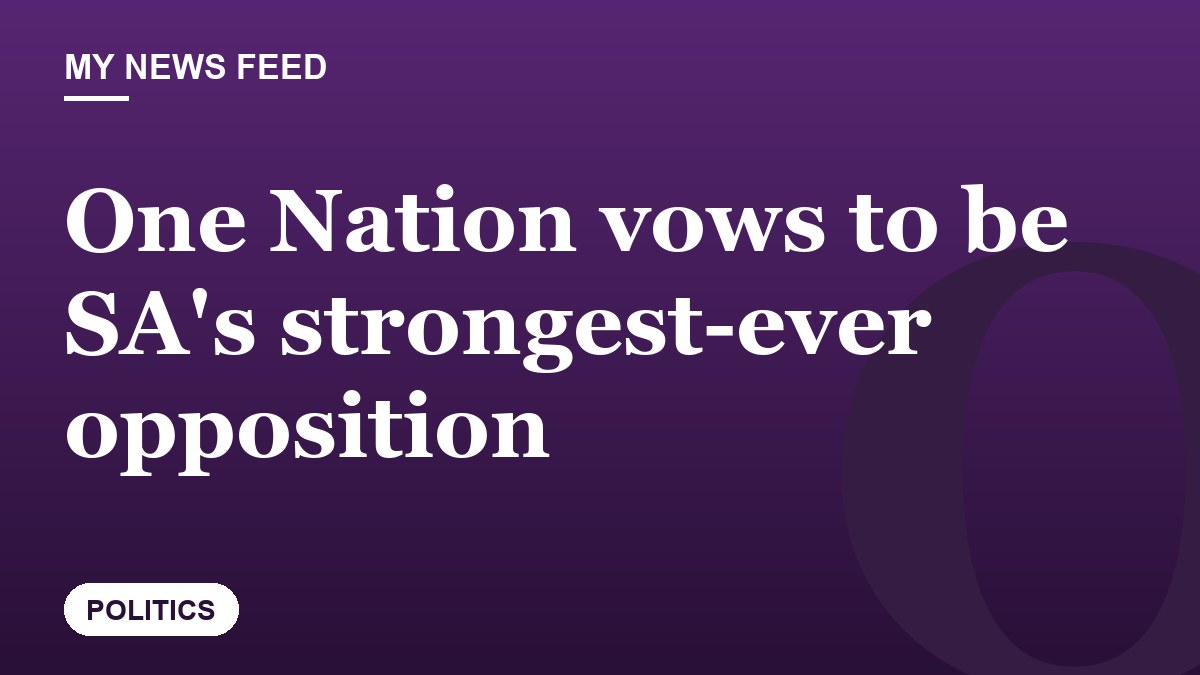 One Nation vows to be SA's strongest-ever opposition