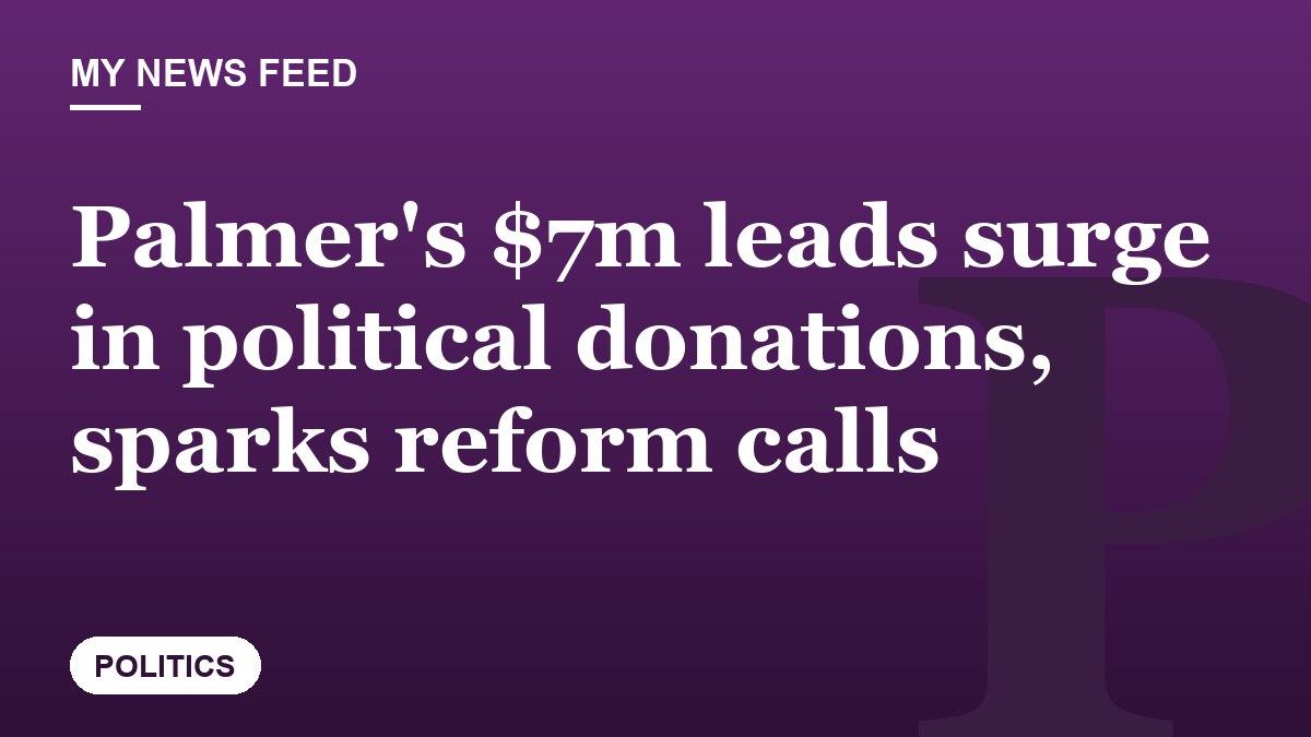 Palmer's $7m leads surge in political donations, sparks reform calls