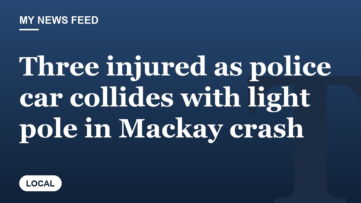 Three injured as police car collides with light pole in Mackay crash