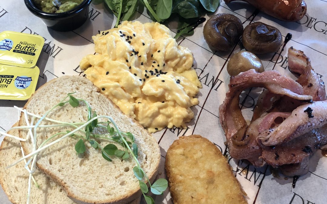 A breakfast plate the size of a pizza tray!