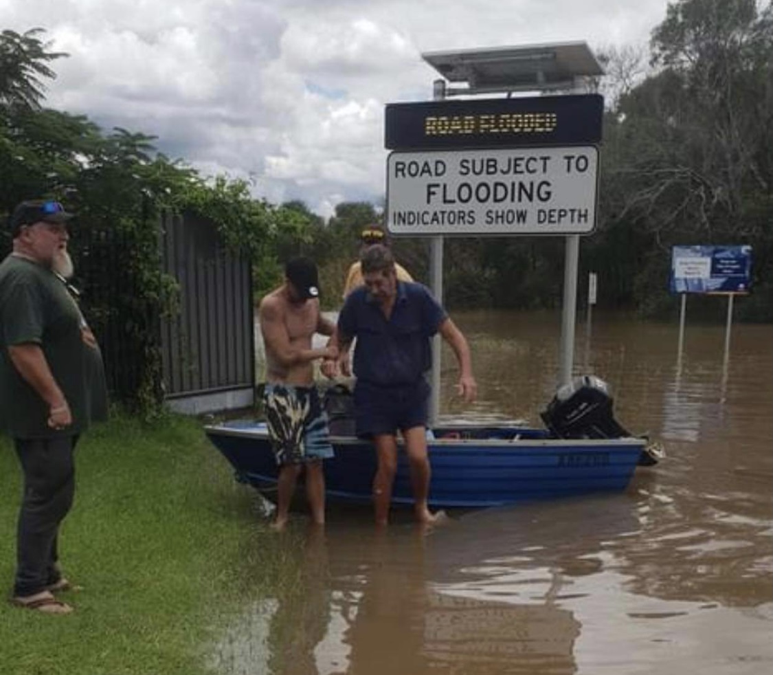 Eagleby locals Daniel Dittmer and Henry Laxton flood